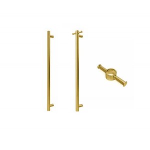 Vertical 1 Bar Brushed Gold Heated Rail – Round